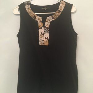 Medium Croft&Barrow Black and Floral Detailing Top